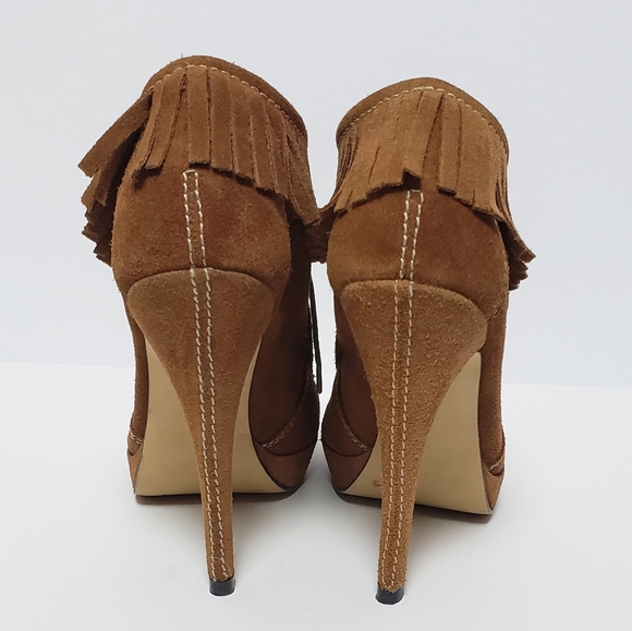 Charles David Suede Fringe Stiletto Heel Booties - Picture 7 of 8